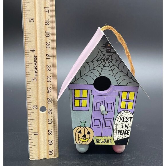 Vintage Halloween Decor Ornament Bird House Artisan Made Signed Dixie California - Picture 9 of 9
